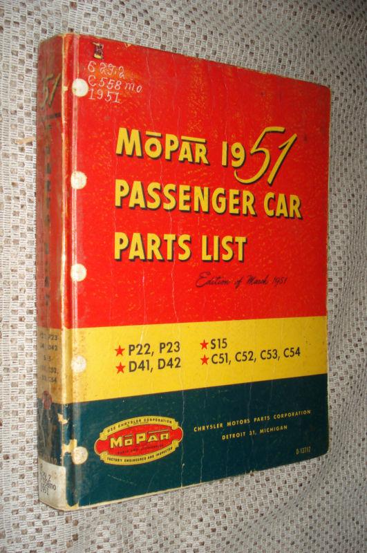 1951 dodge plymouth chrysler de soto parts book original rare mopar list catalog