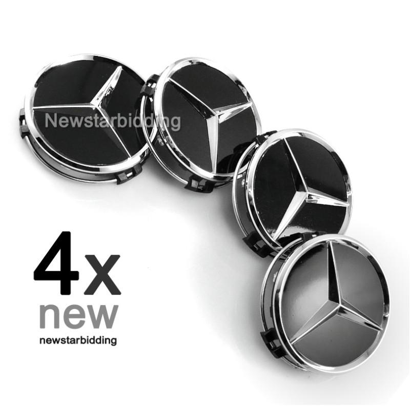 4x 75mm benz black color modify wheel rim center cap e sl cl ml sl clk slk class