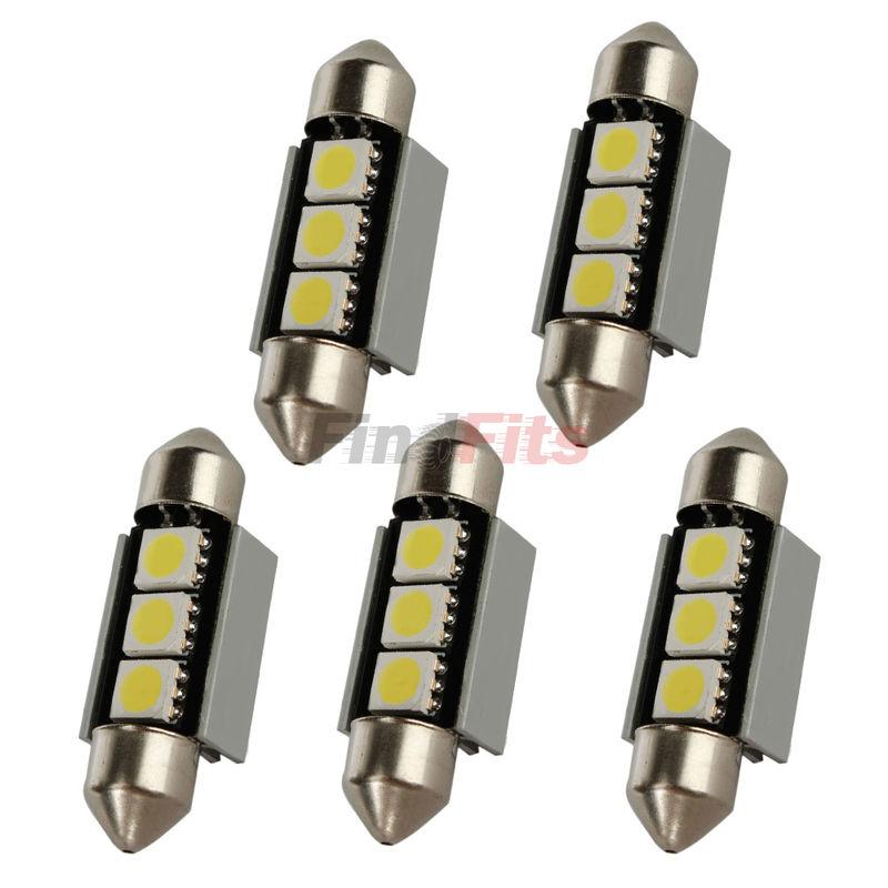 5pcs white 5050 3 led smd dome festoon interior car bulbs c5w light lamp 36mm 12