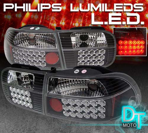 Black 92-95 honda civic 3dr philips-led perform tail lights lamps left+right