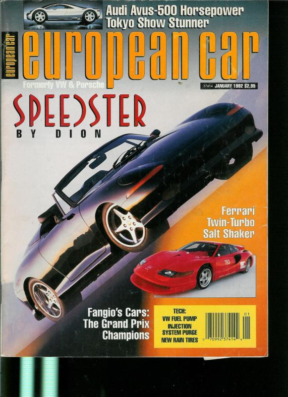 European car magazine formerly  vw & porshe old vintage january 1992