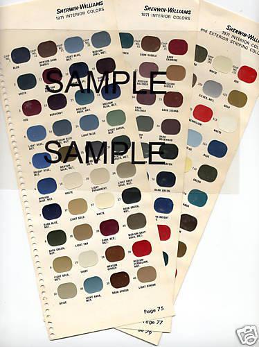 1972 chevrolet pontiac oldsmobile dodge plymouth ford interior  paint chips sw5