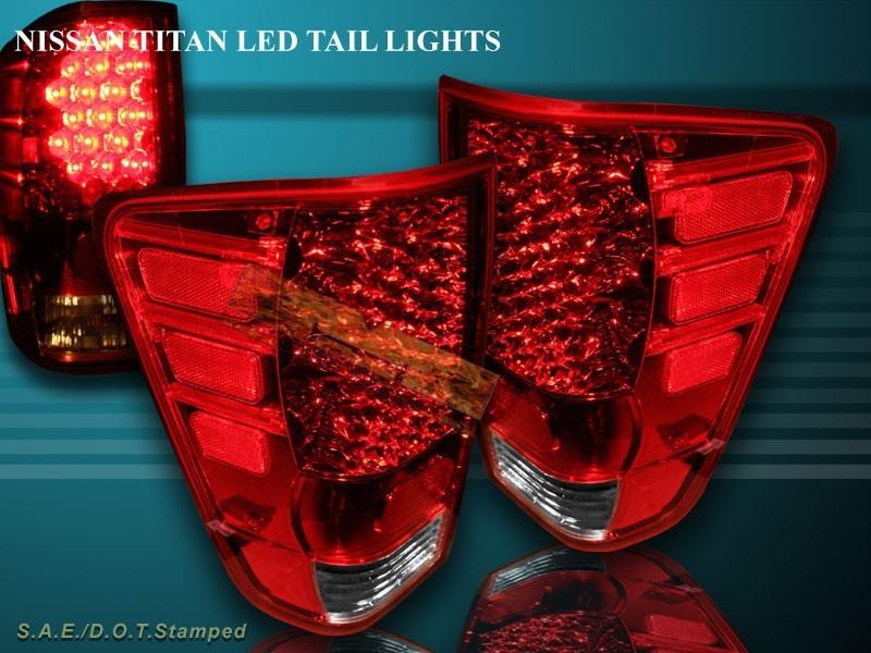 2004-2006 nissan titan led tail lights red/clear new 05