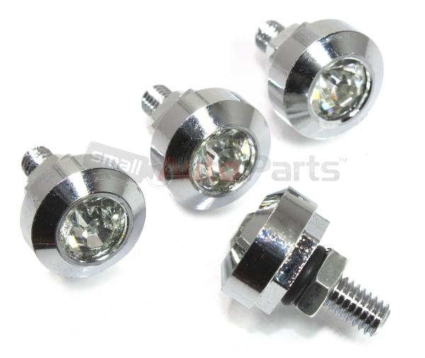 4 chrome diamond bling license plate frame fasteners bolts for auto/car/truck