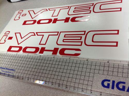 (2) i-vtec dohc *red* decals stickers set vtec civic jdm honda custom cut