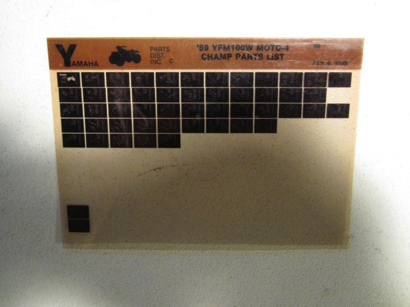 1989 yamaha atv yfm100w moto 4 champ microfiche parts catalog yfm 100 w