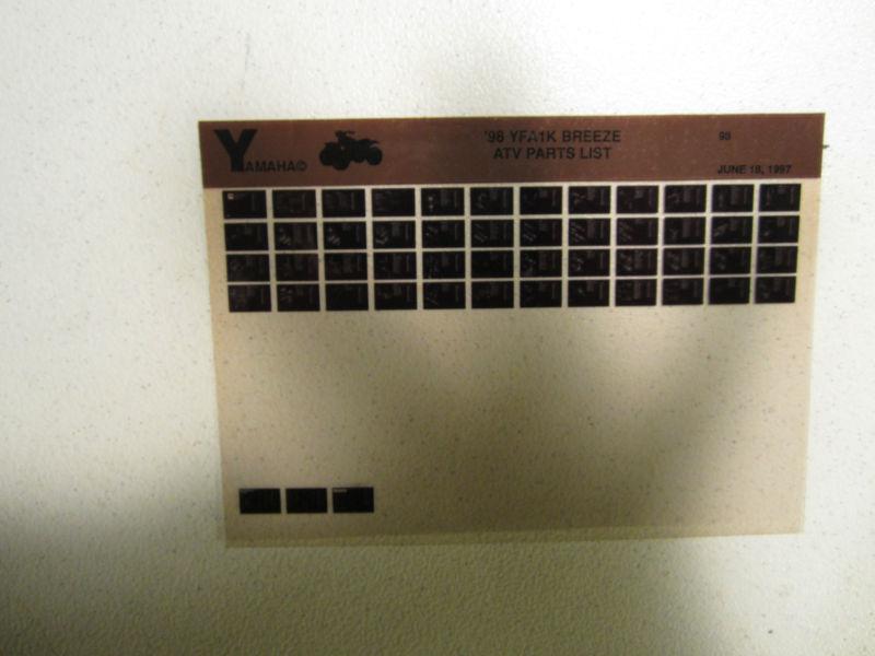 1998 yamaha atv yfa1k breeze microfiche parts list catalog yfa 1k