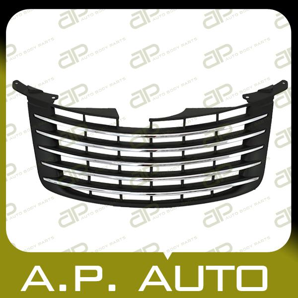 New grille grill assembly 06-07 chrysler pt cruiser primed black w/ chrome mold