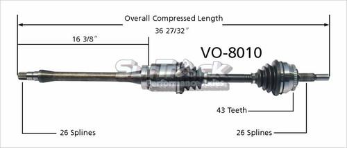 Surtrack perf axles vo-8010 cv half-shaft assembly-new cv axle shaft