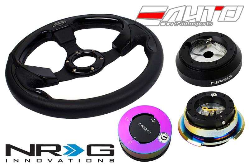 Nrg 320mm pilota leather bk in steering wheel 160h hub 2.8 bkmc release lock mc