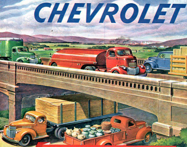 Vintage  1945  chevrolet  truck  &  lhs  pipes  advertisement - 10 " x 13 "