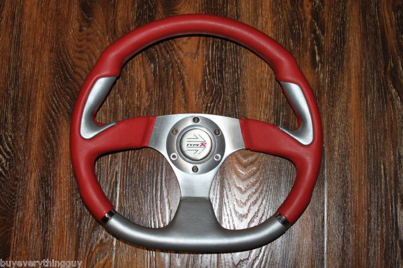 Red grey type r 13.5 x 13 inch steering wheel unknown maker used  may13