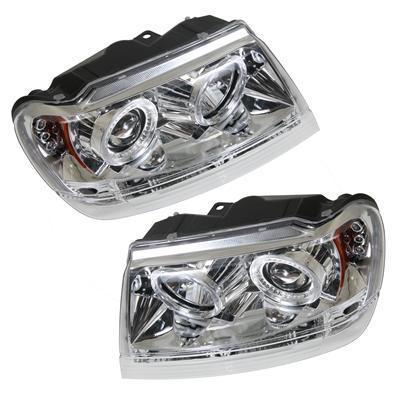 Ipcw crystal clear projector headlights 1999-04 grand cherokee projector w/ halo