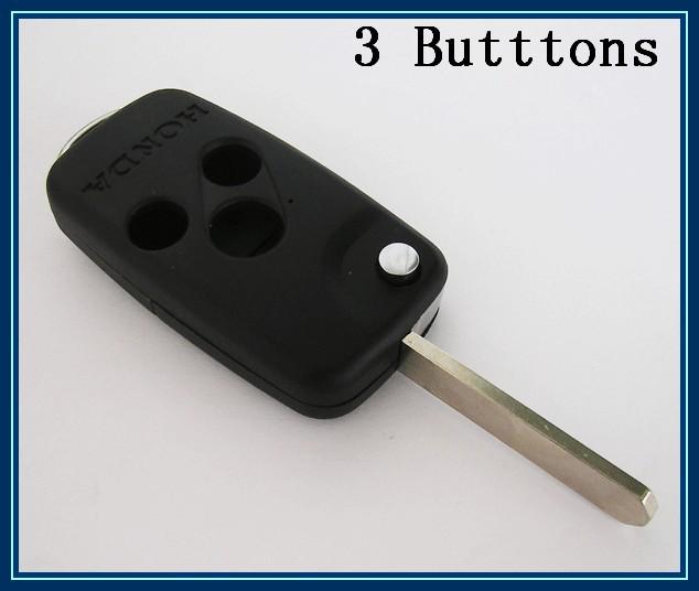 Uncut folding remote key case shell for honda 3 buttons