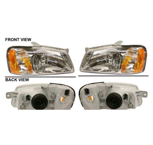 Headlights headlamps pair set left lh & right rh for 00-02 hyundai accent