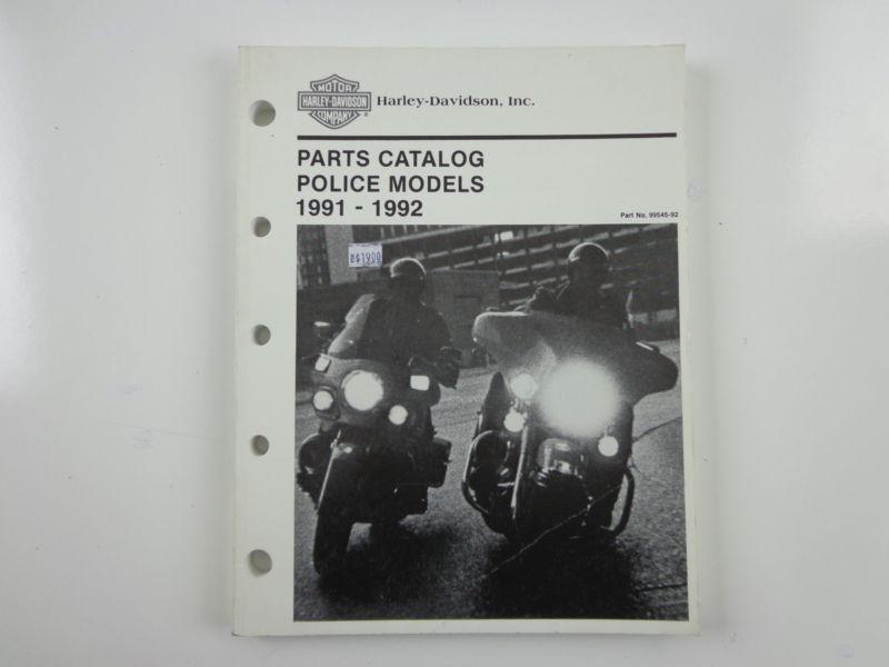 Harley davidson 1991-92 police models parts catalog supplement 99545-92