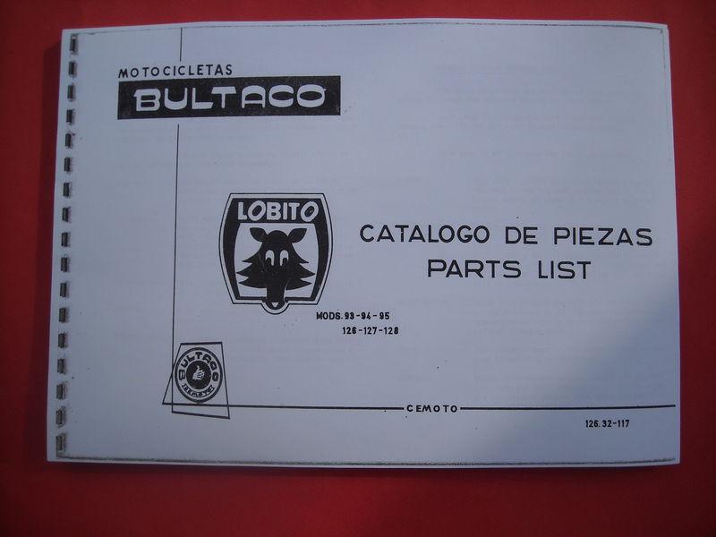 Bultaco lobito mk6-7, 74-125-175 cc, spare-parts list, copy of the original