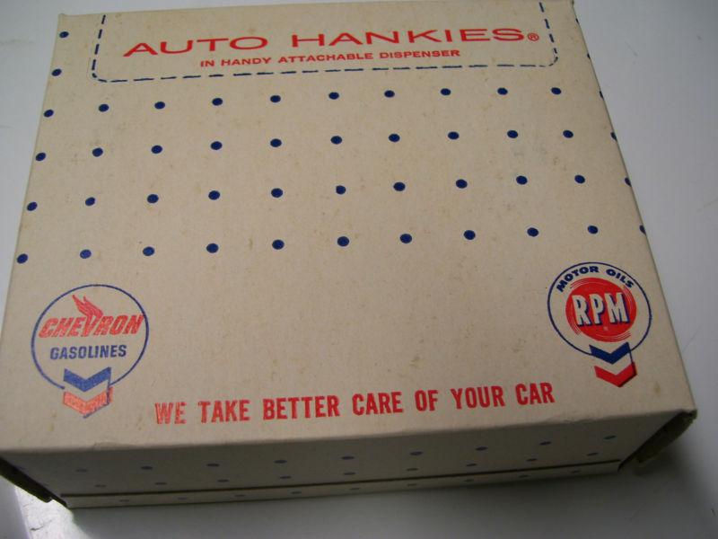 Vintage1960 nos chevron rpm oil gas station tissue auto hankie car dispenser 