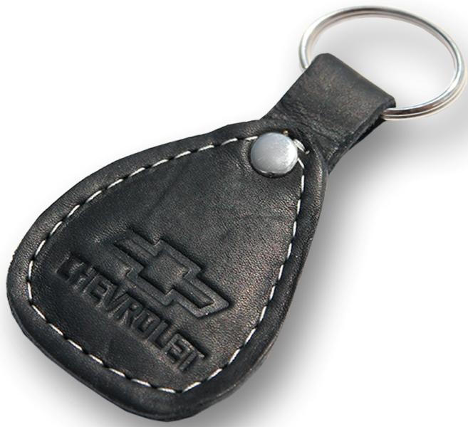 New leather black / white keychain car logo chevrolet auto emblem keyring