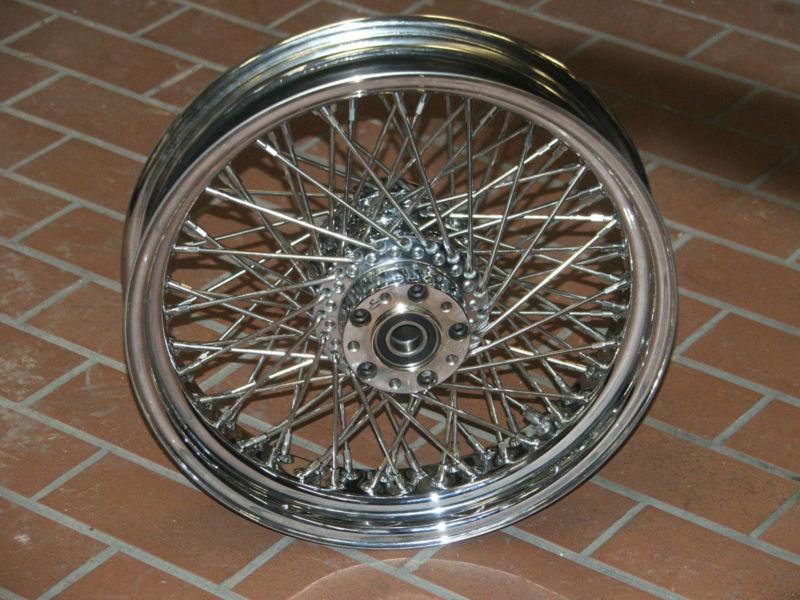 Ride wright 16 x 3.5 80 spoke chrome wheel for harley new!