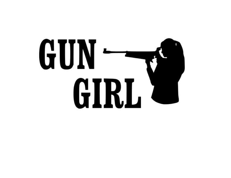 Gun girl vinyl sticker 7 x 3 decal guns 9mm 45 rifle pistol trucker