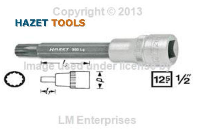 Hazet 8 mm xzn spline bit 1/2" drive 62 mm blade length new