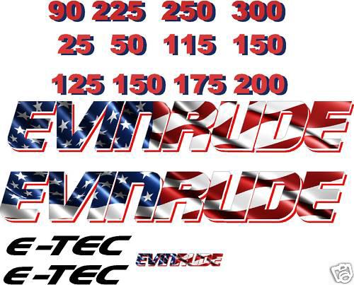 2  sm evinrude flag outboard boat motor decal,sticker