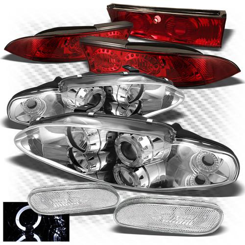 95-96 eclipse projector headlights + bumper lights + red led ring tail lights