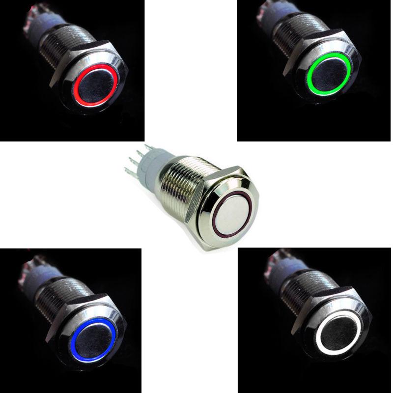 4pcs new 16mm 12v car boat led angel eye push button metal switch on/off