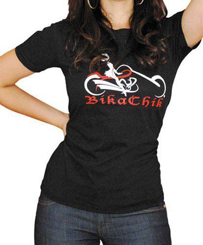 Bikachik womens signature crew neck t-shirt black red xxl/xx-large
