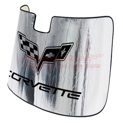 Chevrolet corvette c6 logo custom fit windshield sun shade + free gift, licensed