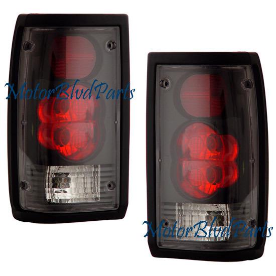 86-93 mazda b2000/b2200/b2600 tail lights rear lamps black driver+passenger set