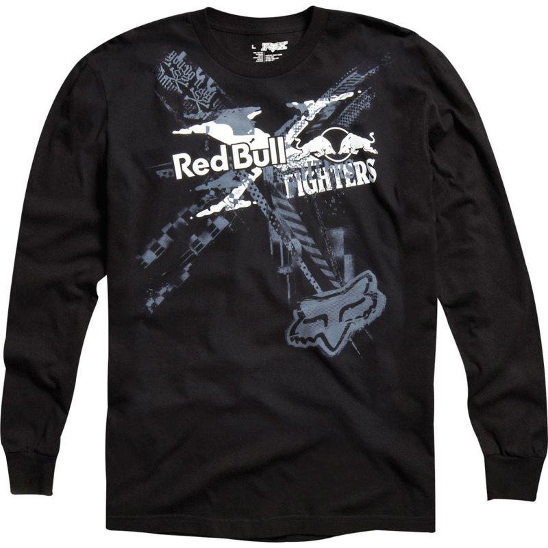 49097-001 fox red bull x fighters exposed adult long sleeve black tee shirt