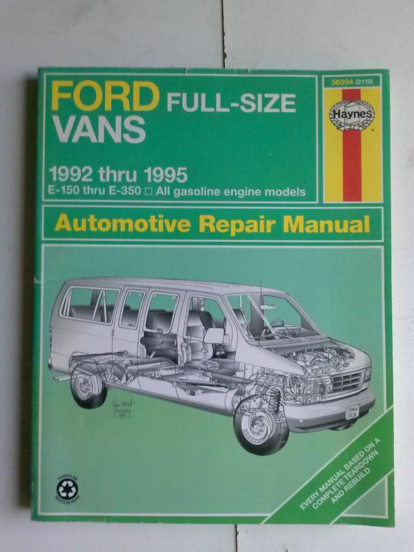 Haynes repair manual ford  vans full size 1992-95 nice