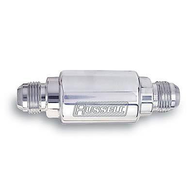 Russell competition fuel filter -6 an male inlet / 3/8 in. npt male outlet