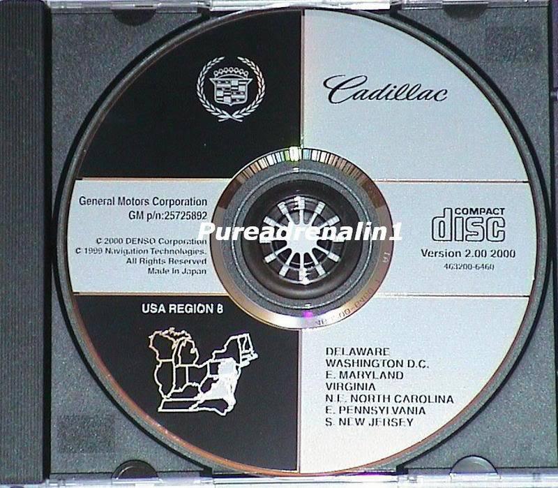 2001 cadillac deville dts navigation disc map cd region 8 2.00 de va nj pa md nc