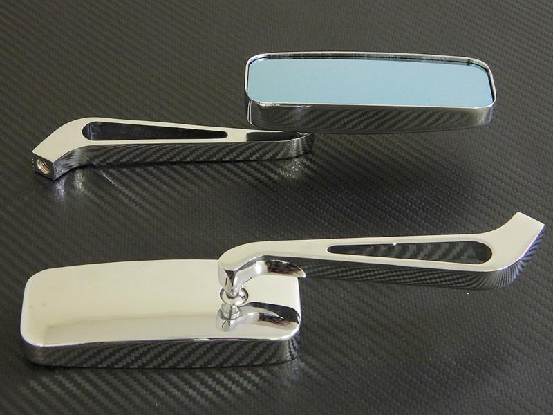 Universal chrome rectangle style rearview mirrors for cruiser chopper motorcycle