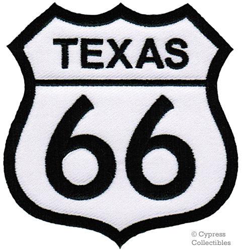 Route 66 texas biker patch embroidered iron-on highway road sign emblem