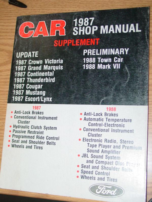 1987 car shop manuel - supplement - update/preliminary