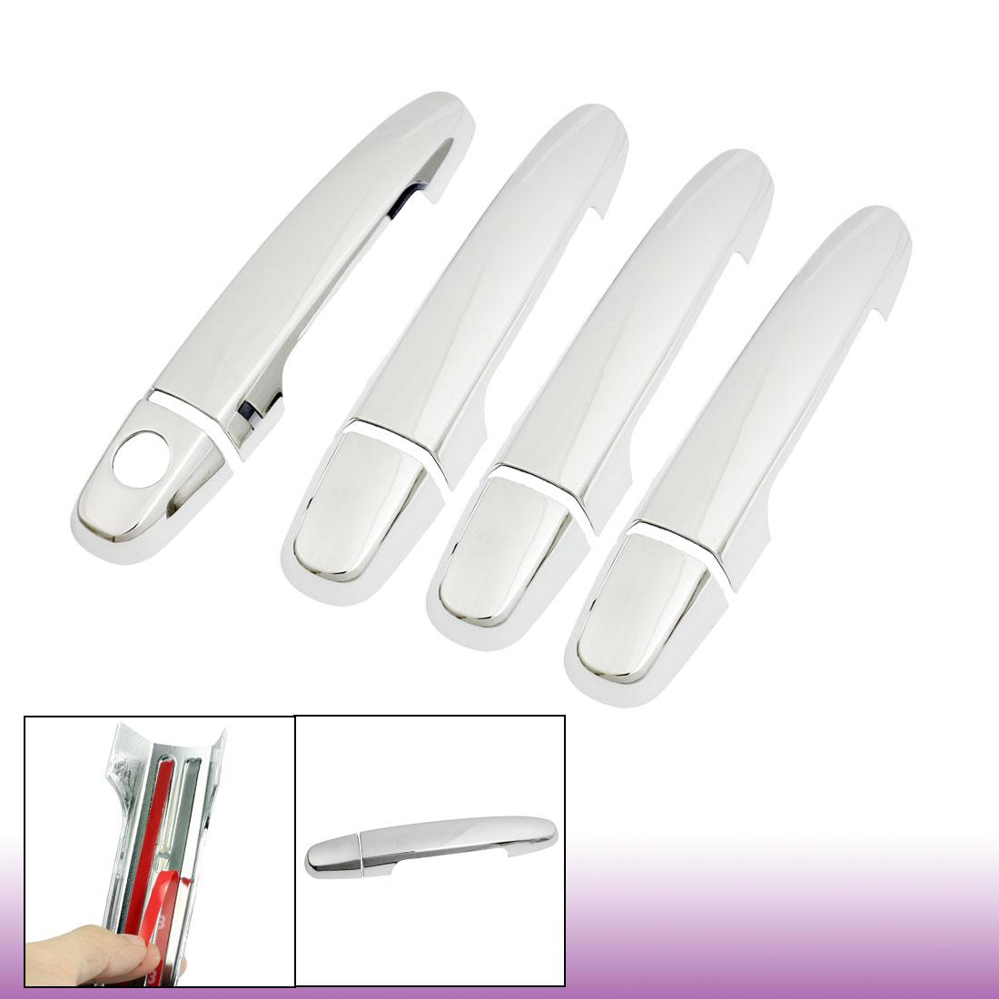 4 x silver tone chrome car door handle cover caps for toyota yaris