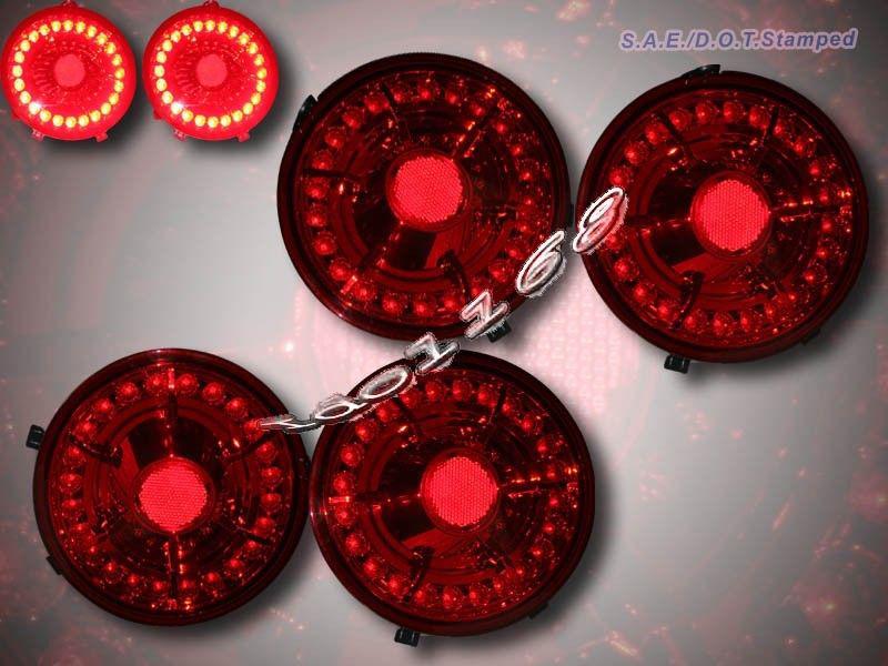 Chevrolet corvette 2005-12 / corvette 06-12 z06 l.e.d. tail lights euro red 4pcs