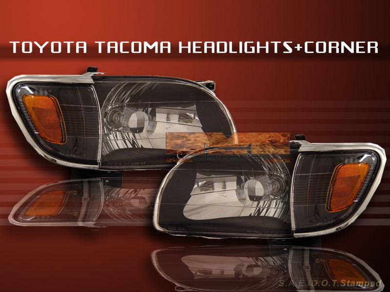 01-04 toyota tacoma headlights jdm black+corner