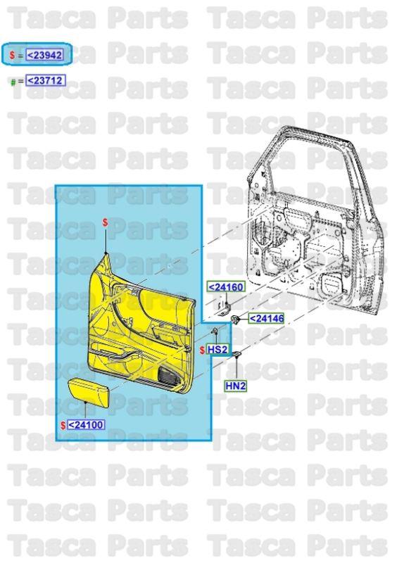 New oem rh front door trim lower panel map pocket med dark flint 2004-11 ranger