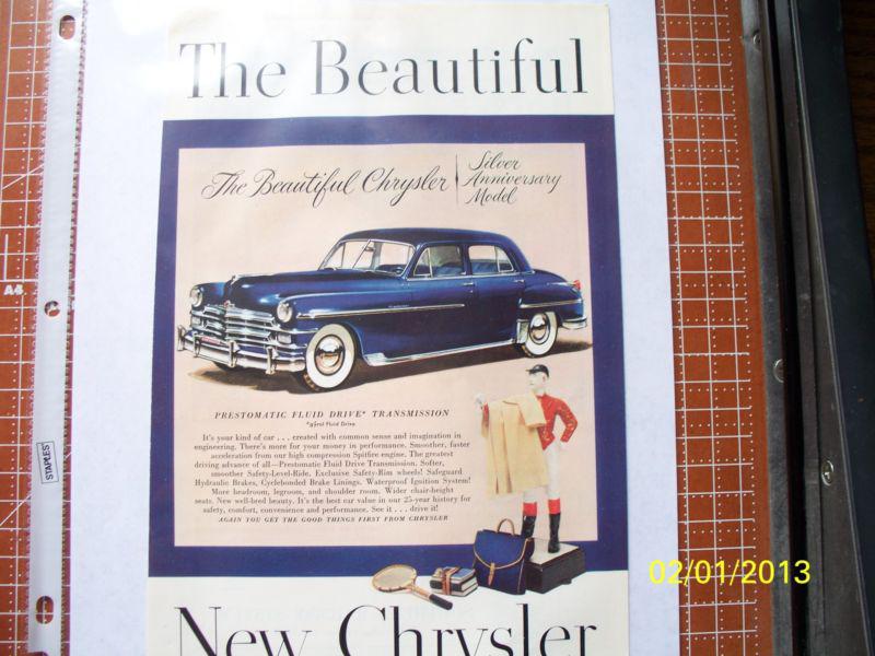 1950 chrysler silver anniversary sedan in rare, original ad! *w/prestomatic tran