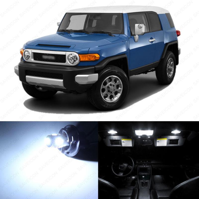 6 x xenon white led interior lights package for 2007 - 2013 toyota fj cruiser