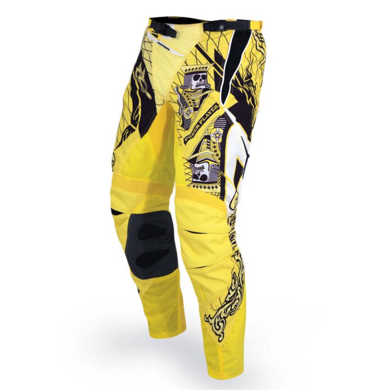 Acerbis poker pants yellow black waist 38 mx riding gear cr yz kx rm sx wr new