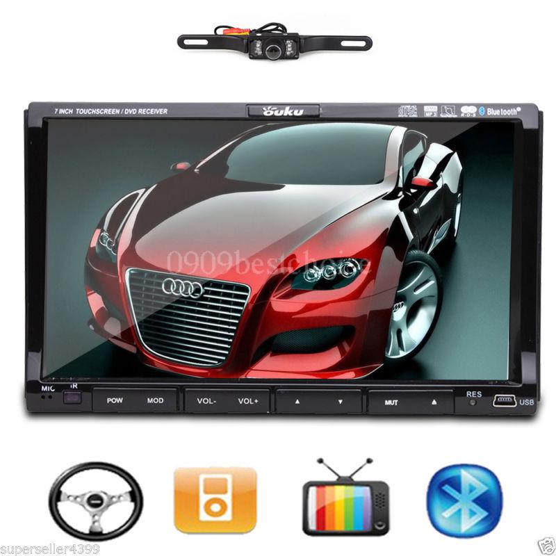 Cool 2 din 7" flip down car stereo dvd cd player monitor ipod bluetooth+camera