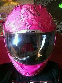 Icon alliance chrysalis butterfly womens motorcycle helmet pink size medium