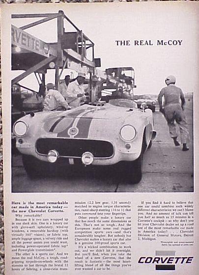 1956 chevy corvette original vintage ad  "real mccoy" cmy store  5+= free ship