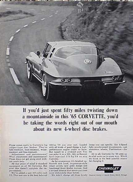 1965 chevy corvette original vintage ad 5+=free ship   cmy store 4more great ads